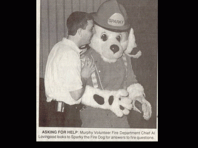 Firefighter with Sparky the Dog