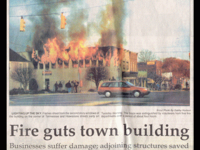 Fire guts Town building