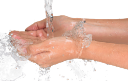 Water pouring over hands
